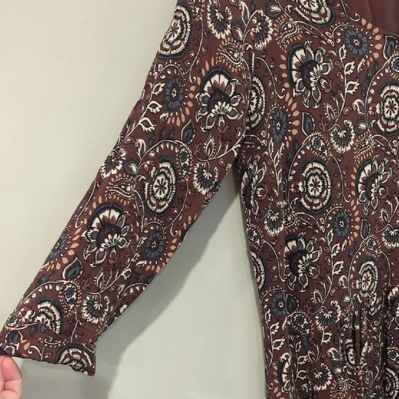 Garnet Hill Dress 3/4 Sleeve‎ size 6 Burgandy Paisley Print - Picture 7 of 12